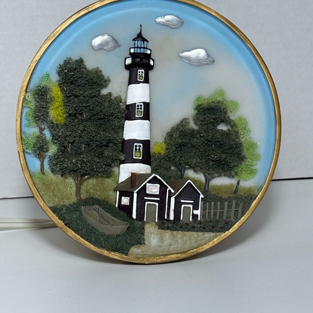 Gold Outlined Nautical Radiant Light Up Glow Lighthouse Decor Warm White - Picture 3 of 8